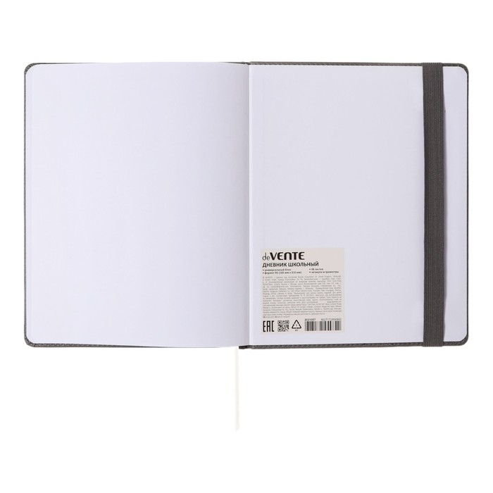Дневник универсальный для 1-11 классов Grey, твёрдая обложка, искусственная кожа, резинка, ляссе, тонированный блок, 48 листов