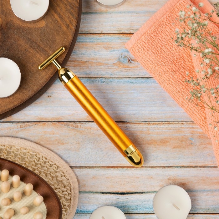 Массажёр для лица Luazon LEM-01, 1хАА (не в комплекте), бархатный мешочек, золотистый Массажёр для лица Luazon LEM-01, 1хАА (не в комплекте), бархатный мешочек, золотистый