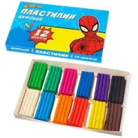 Пластилин  &laquo;Детский&raquo;, 12 цветов, 180 г, Человек-паук