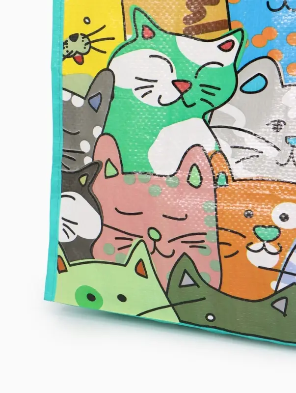 Сумка хоз Котики, 45*20*37, отдел без молнии, зеленый