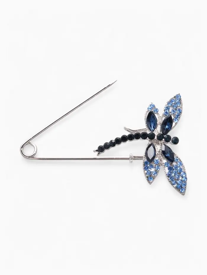 Булавка &laquo;Стрекоза&raquo;, 7.5 см, синяя в серебре