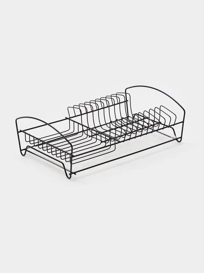 Сушилка для тарелок и кружек с поддоном 39*25*12 см, цвет черный