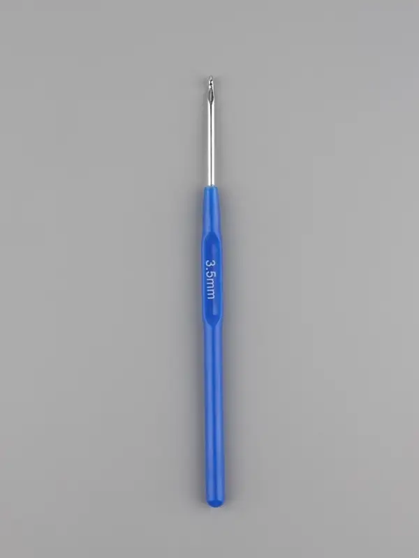 Крючок для вязания, с пластиковой ручкой, d=3.5 мм, 13.5 см, синий