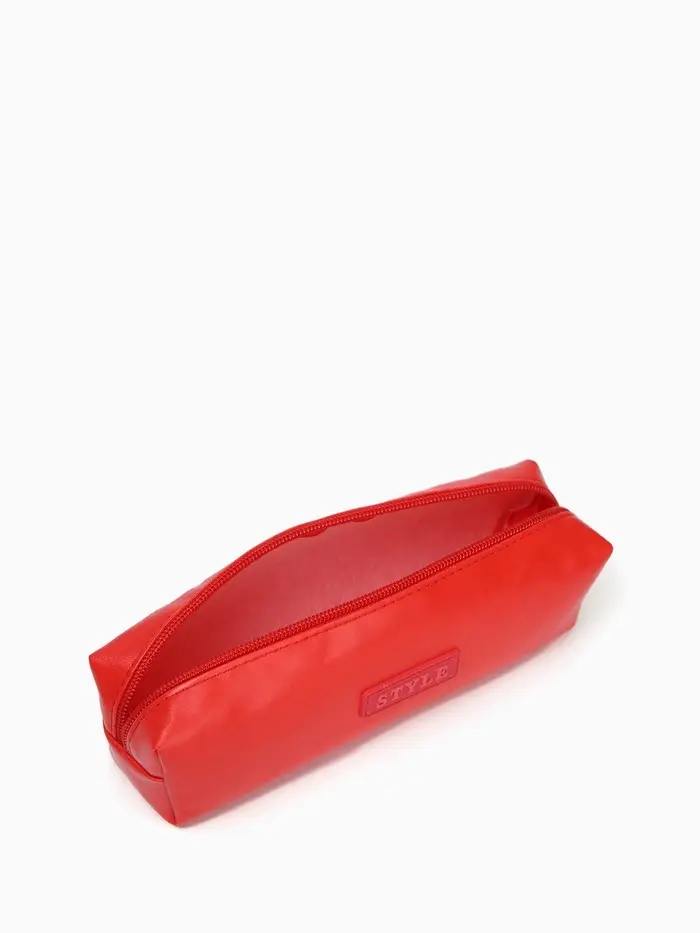 Косметичка-пенал на молнии, длина 20 см, красная