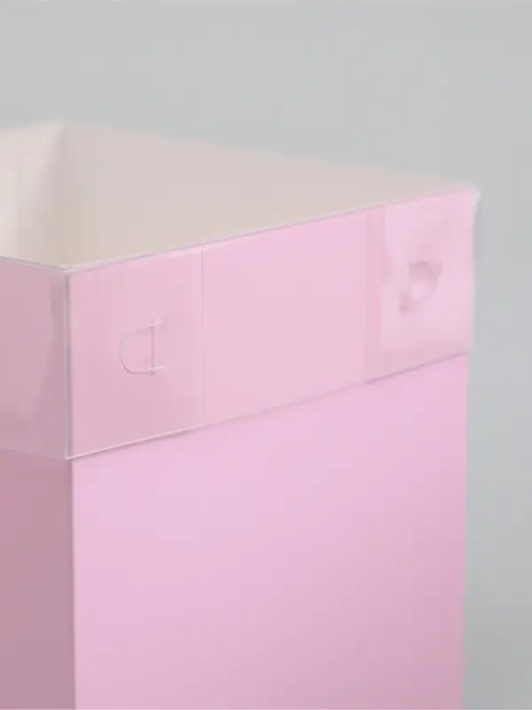 Коробка для подарков и цветов с PVC крышкой, розовая, 12&times;12&times;12 см