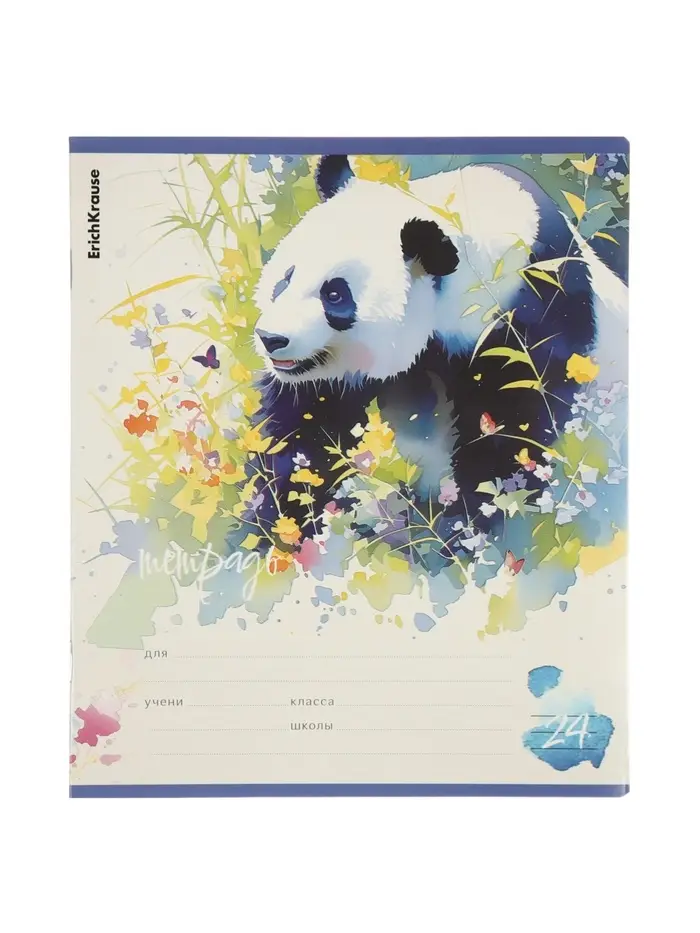 Тетрадь 24 листа в линейку ErichKrause Flower Panda, 60 г/м&sup2;, обложка мелованный картон, МИКС
