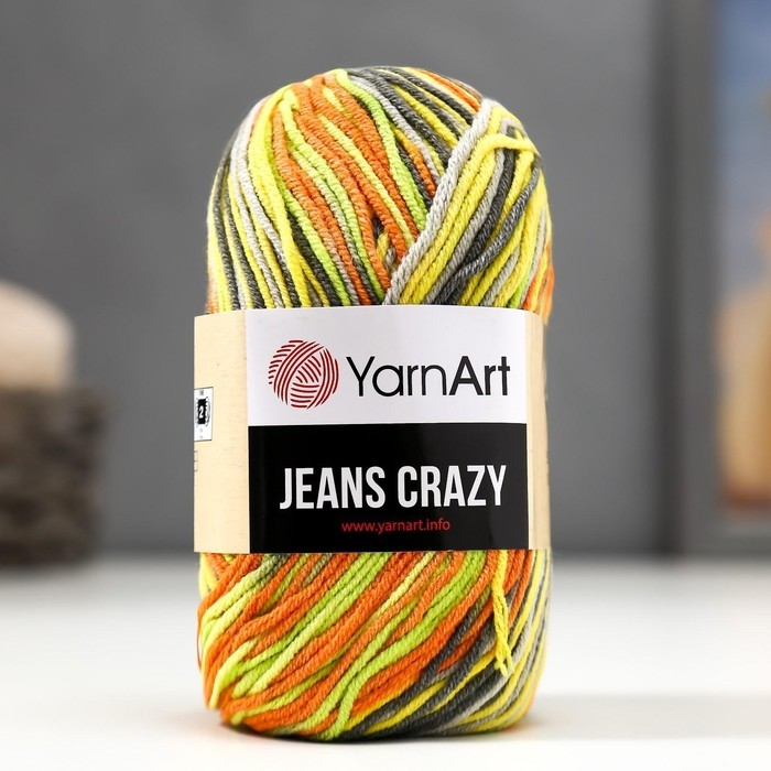 Пряжа Пряжа "Jeans crazy" 55% хлопок, 45% акрил 160м/50гр (7201 принт)