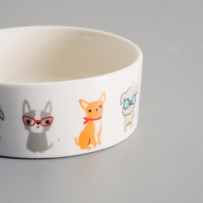 Миска керамическая  Миска керамическая "Важный пес" 250мл, 11,5 х 5 см, белая