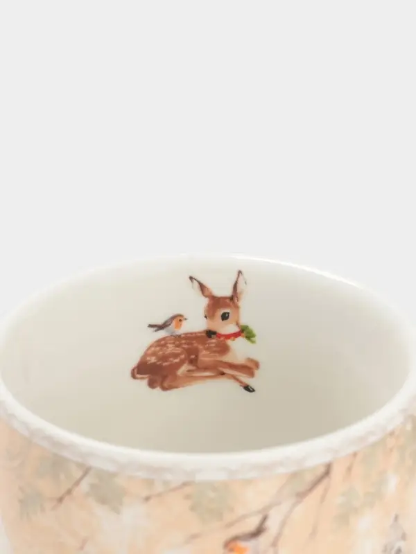 Набор кружек новогодних «Лесное чудо», 2 шт., 220 мл, керамика, подарочная упаковка, бежевый