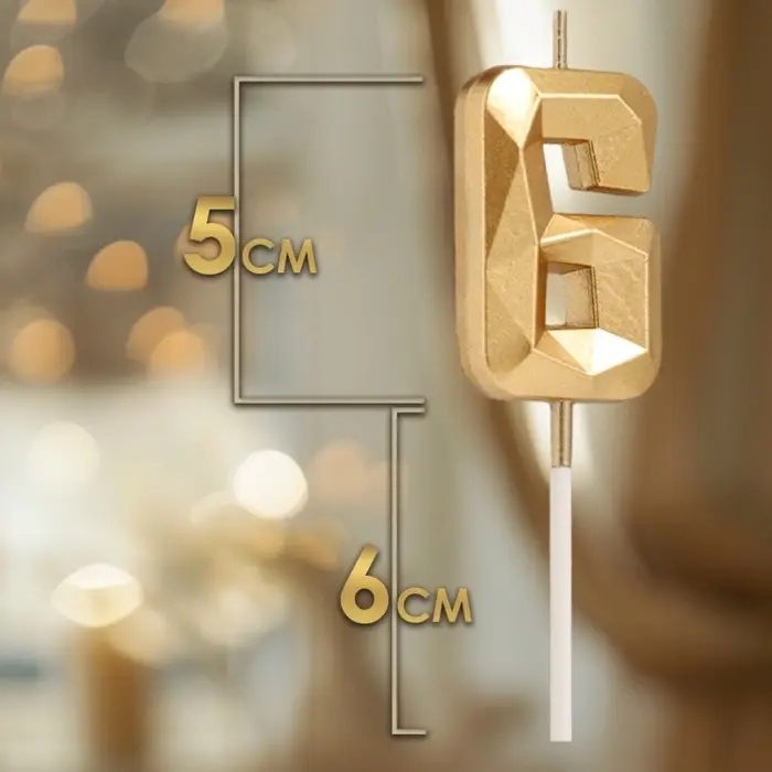 Свеча в торт на шпажке «Алмаз», цифра 6, шампань, 5×2.6 см Свеча в торт на шпажке «Алмаз», цифра 6, шампань, 5×2.6 см