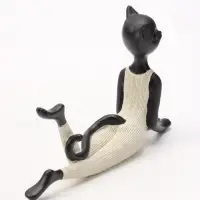 Сувенир полистоун &laquo;Кошка в комбинезоне&raquo;, 22&times;4.5&times;13 см, песочно-чёрный