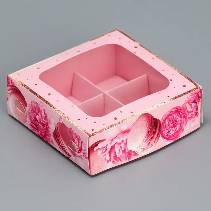 Коробка для конфет, кондитерская упаковка, 4 ячейки, «Present», 10.5 х 10.5 х 3.5 см Коробка для конфет, кондитерская упаковка, 4 ячейки, «Present», 10.5 х 10.5 х 3.5 см