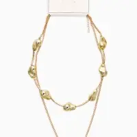 Колье "Борокко", цепь, 2 яруса, цвет золото