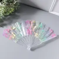 Веер складной пластик &laquo;Рой бабочек&raquo;, блеск, 23 см