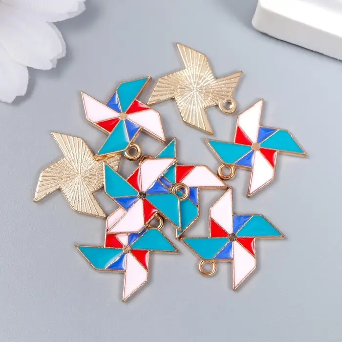 Декор для творчества металл, эмаль "Вертушка" 1,9х1,9 см