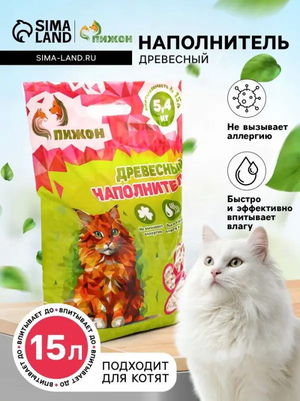 Наполнитель древесный &laquo;Пижон&raquo; 15 л