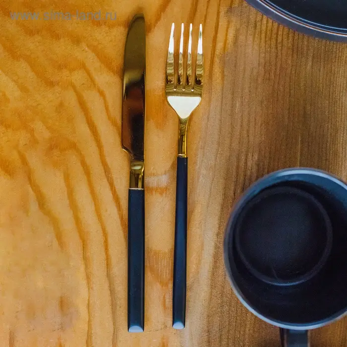 Столовые приборы Magistro &laquo;Версаль&raquo;, 4 предмета, нержавеющая сталь, золотистые, чёрные