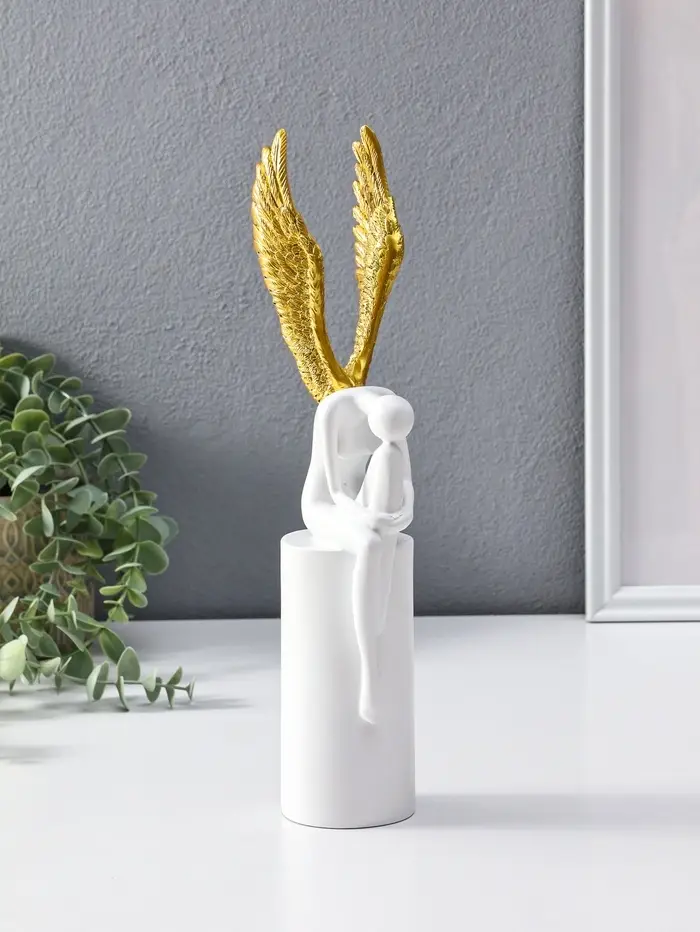 Сувенир полистоун "Ангел" белый с золотом 6х8,3х31 см