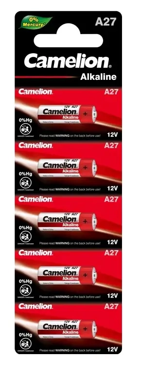Батарейка Camelion LR27/A27/MN27 BL5 Alkaline 12V 0%Hg Батарейка Camelion LR27/A27/MN27 BL5 Alkaline 12V 0%Hg