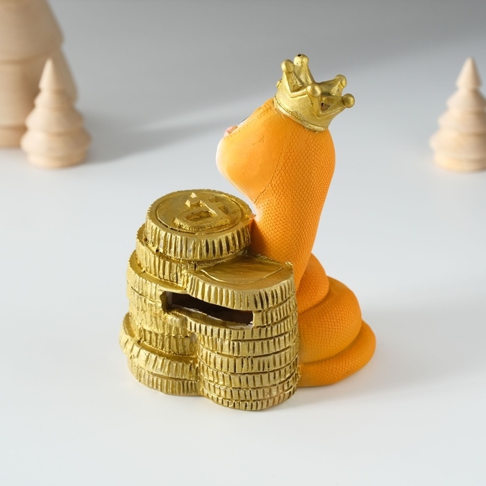 Копилка полистоун Копилка полистоун "Змейка в короне с монетками" 8х6,5х10 см