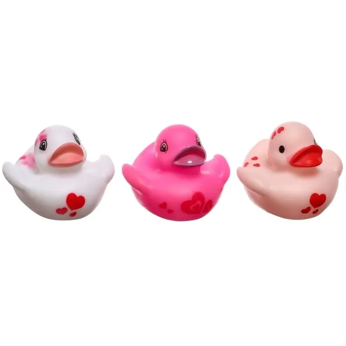 Резиновые игрушки для ванны Крошка Я &laquo;Уточки сердечки&raquo;, в наборе 3 шт., МИКС