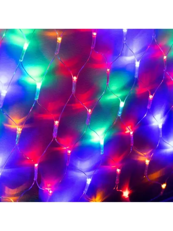 Гирлянда &laquo;Сеть-ёлка&raquo; 1&times;1 м, IP20, тёмная нить, 90 LED, свечение мульти, 8 режимов, 220 В