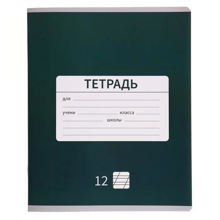 Тетрадь 12 листов в косую линейку, Calligrata «Однотонная. Школьная», обложка мелованная бумага, МИКС
