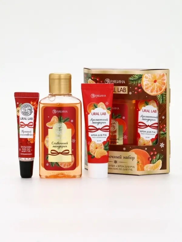 URAL LAB Арома Саунд Набор гель для душа, крем для рук и бальзам для губ, мандарин URAL LAB Арома Саунд Набор гель для душа, крем для рук и бальзам для губ, мандарин
