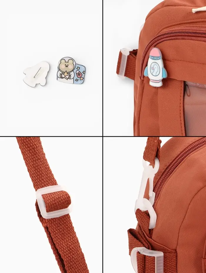 Сумка молодёжная на молнии, со значками, 23&times;5.5&times;16 см, рыжая