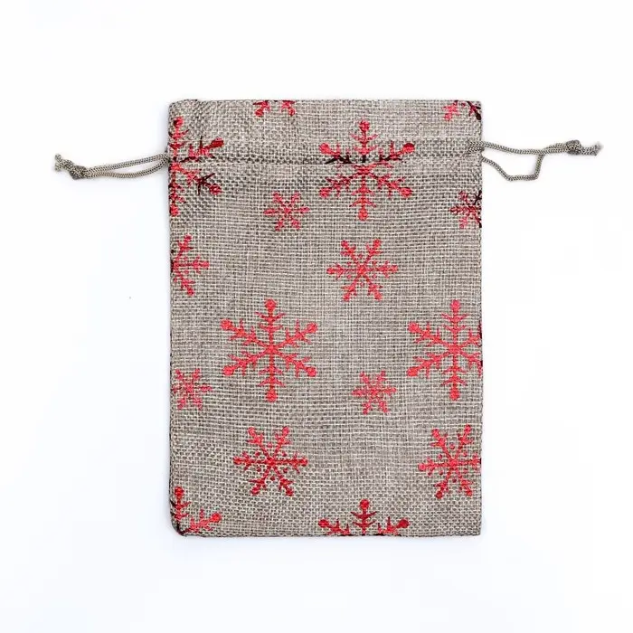 Мешочек подарочный из холщи «Снежинки», 13×18 см Мешочек подарочный из холщи «Снежинки», 13×18 см