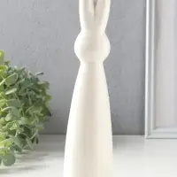 Сувенир керамика "Белый зайчик с розовой розой" 6х5х25,5 см