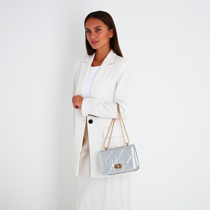 Сумка-мессенджер на молнии, цвет серебряный Сумка-мессенджер на молнии, цвет серебряный