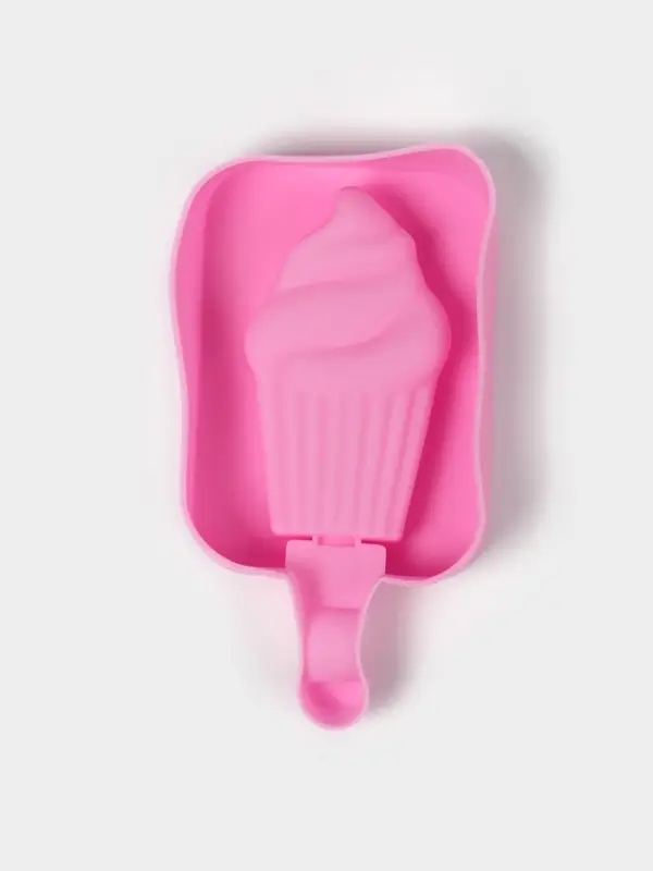 Форма для мороженого Доляна &laquo;Капкейк&raquo;, силикон, 14&times;7.5&times;2.5 см, розовая