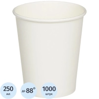 Стакан одноразовый бум 1-сл. d-80мм 250мл белый 1000шт/кор