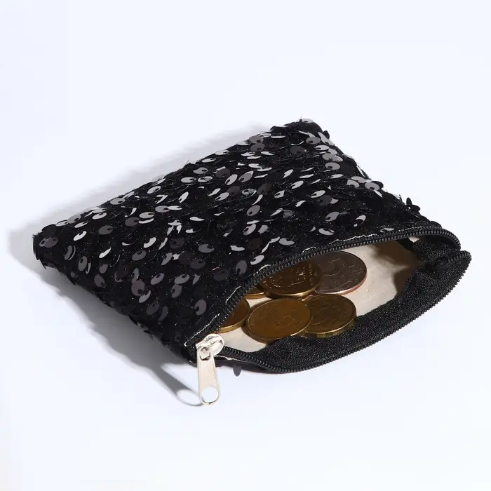 Кошелёк монетница на молнии, цвет чёрный