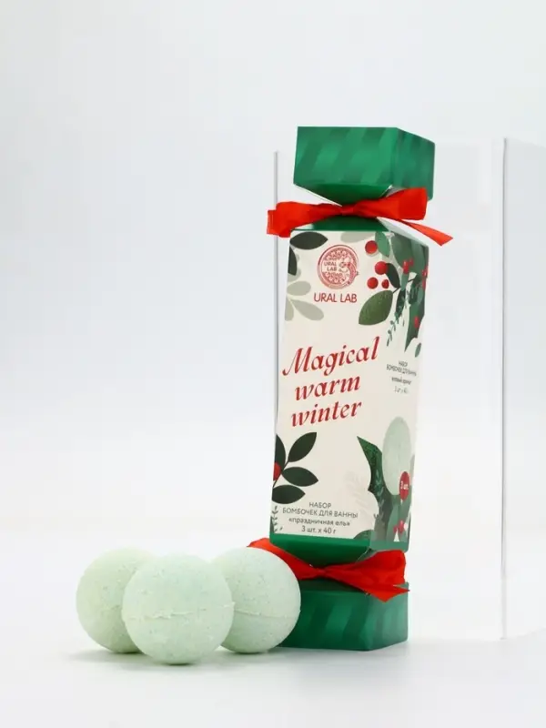 Бомбочки для ванны Magical warm winter, набор 3 шт х 40 г, праздничная ель, URAL LAB Бомбочки для ванны Magical warm winter, набор 3 шт х 40 г, праздничная ель, URAL LAB