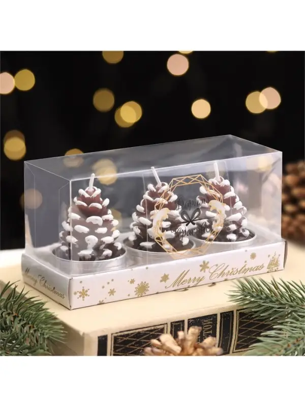 Набор свечей новогодних &laquo;Шишка&raquo;, 3 шт., 4&times;6 см