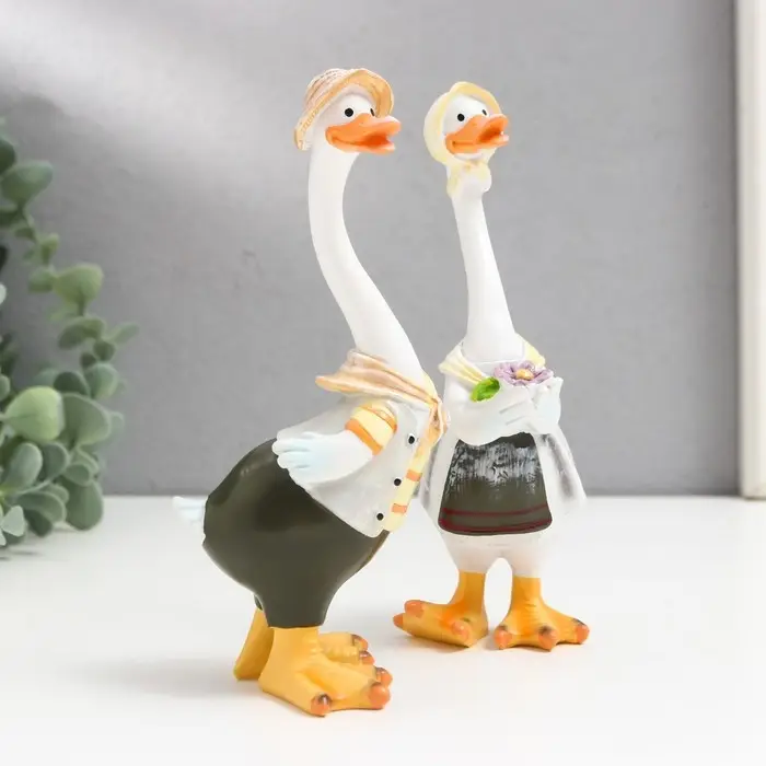 Сувенир полистоун Сувенир полистоун "Гусь с гусыней" набор 2 шт 16,5х7,5х6 см