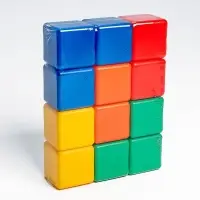 Кубики детские, пластиковые, цветные, 12 штук, 6&times;6 см