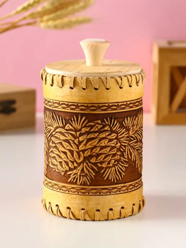 Туес шитый Туес шитый "Шишки" , D8смхH(с хватком)14см, береста