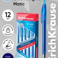 Ручка гелевая ErichKrause. R=301 Original Gel Matic, автоматическая, синий стержень, узел 0.5 мм