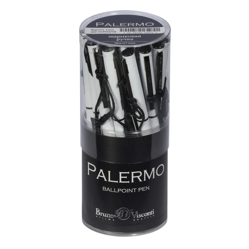 Ручка шариковая автомат. PALERMO бел.мет.корп, 0,7мм синяя 20-0250/14