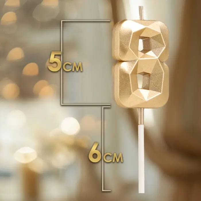 Свеча в торт на шпажке &laquo;Алмаз&raquo;, цифра 8, шампань, 5&times;2.6 см