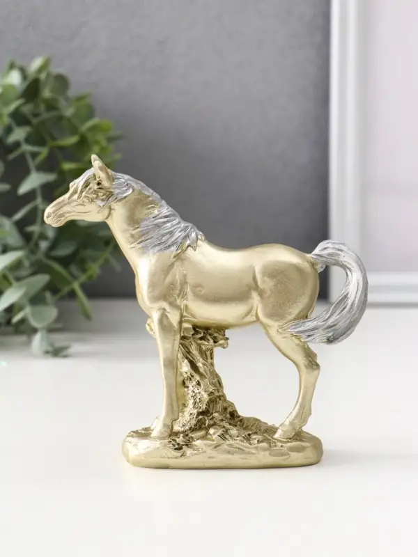 Сувенир полистоун Сувенир полистоун "Лошадь золотистая с серебристой гривой" 12,5х3,5х11,5 см
