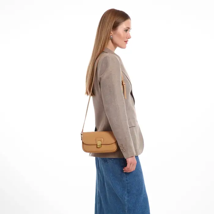 Сумка женская багет TEXTURA на молнии, 21&times;6&times;11 см, светло-коричневая