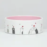 Миска &laquo;Любовь и коты&raquo;, 300 мл, 12.5&times;12.5&times;4.5 см, керамика, розовая, белая
