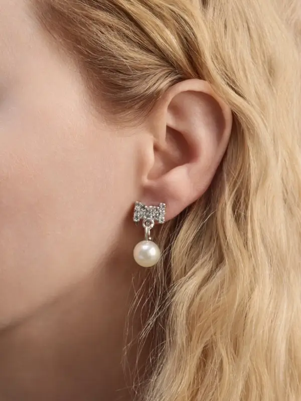 Клипсы для ушей QF «Грация», бантики с бусиной, цвет МИКС