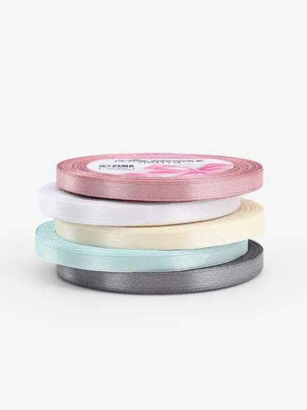 Лента атласная, набор 5 шт., 6 мм, 23 м&plusmn;1 м, пастельная