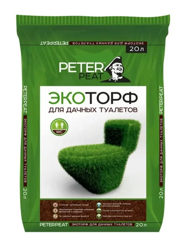 Эко Торф для дачных туалетов, PETER PEAT, 20 л