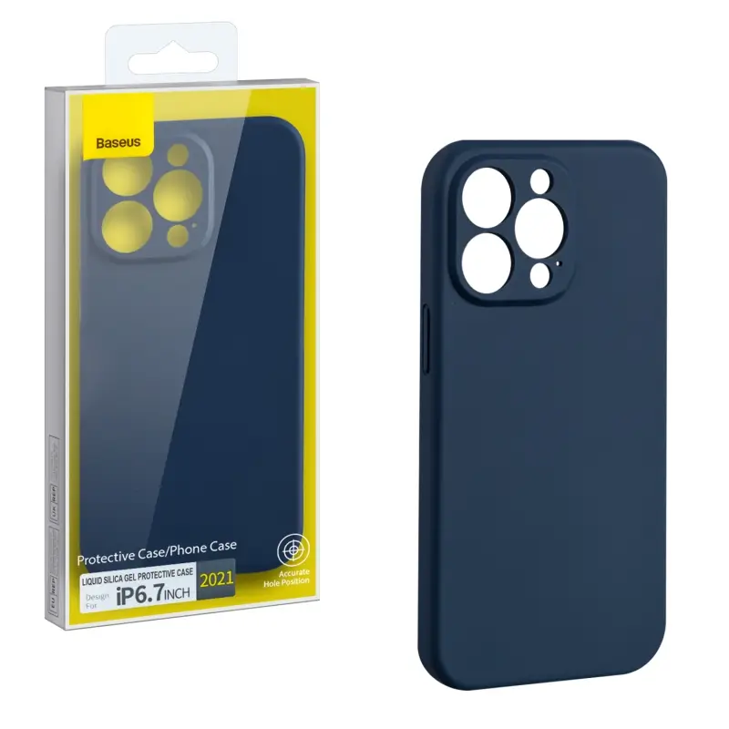 Чехол iPh 13 Pro Max (6.7) Liquid Silica Gel Protective Case Baseus синий Чехол iPh 13 Pro Max (6.7) Liquid Silica Gel Protective Case Baseus синий